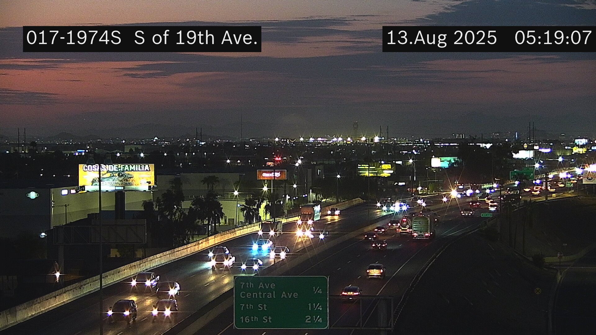 Traffic Cam I-17 SB 197.42 @S of 19th Ave