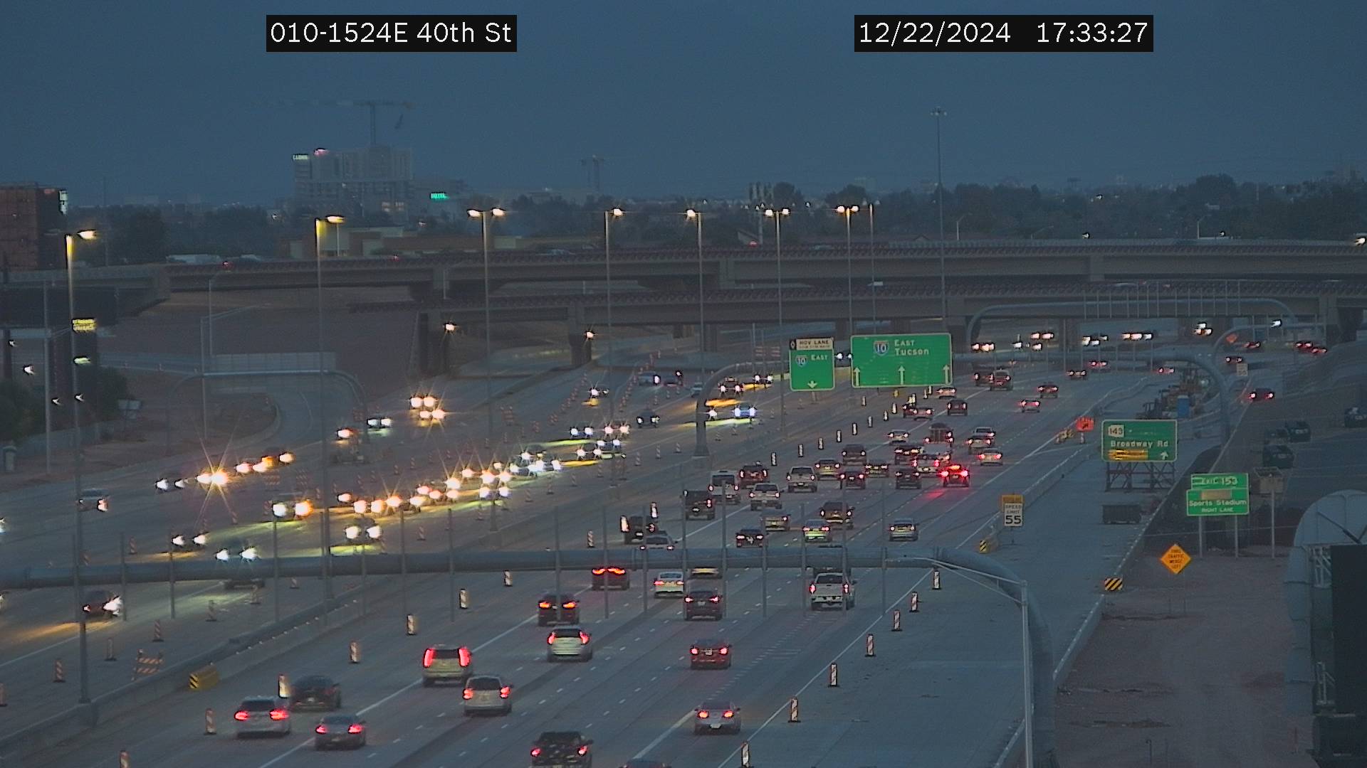 Traffic Cam I-10 WB 151.75 @E of 32nd St -  Westbound