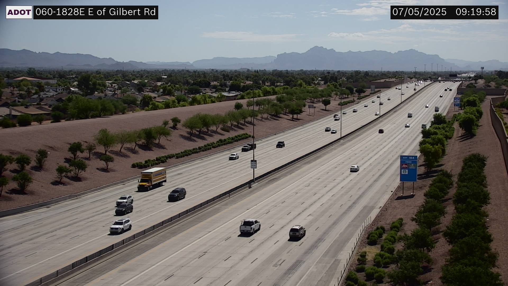 Traffic Cam US-60 EB 182.87 @E of Gilbert -  Eastbound