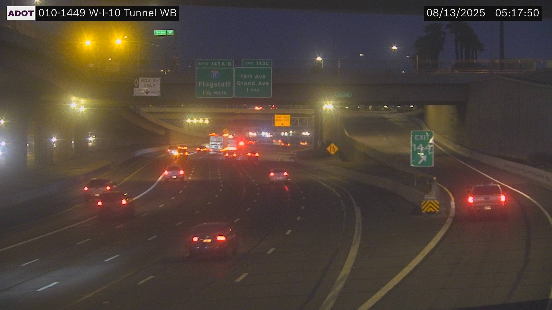 Traffic Cam I-10 WB 144.95 @Tunnel